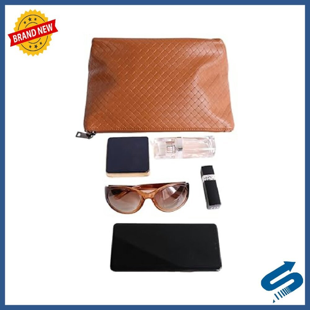 Large Vegan Leather Woven Tote Bag for Women Travel Beach Handbag - Picture 2 of 7